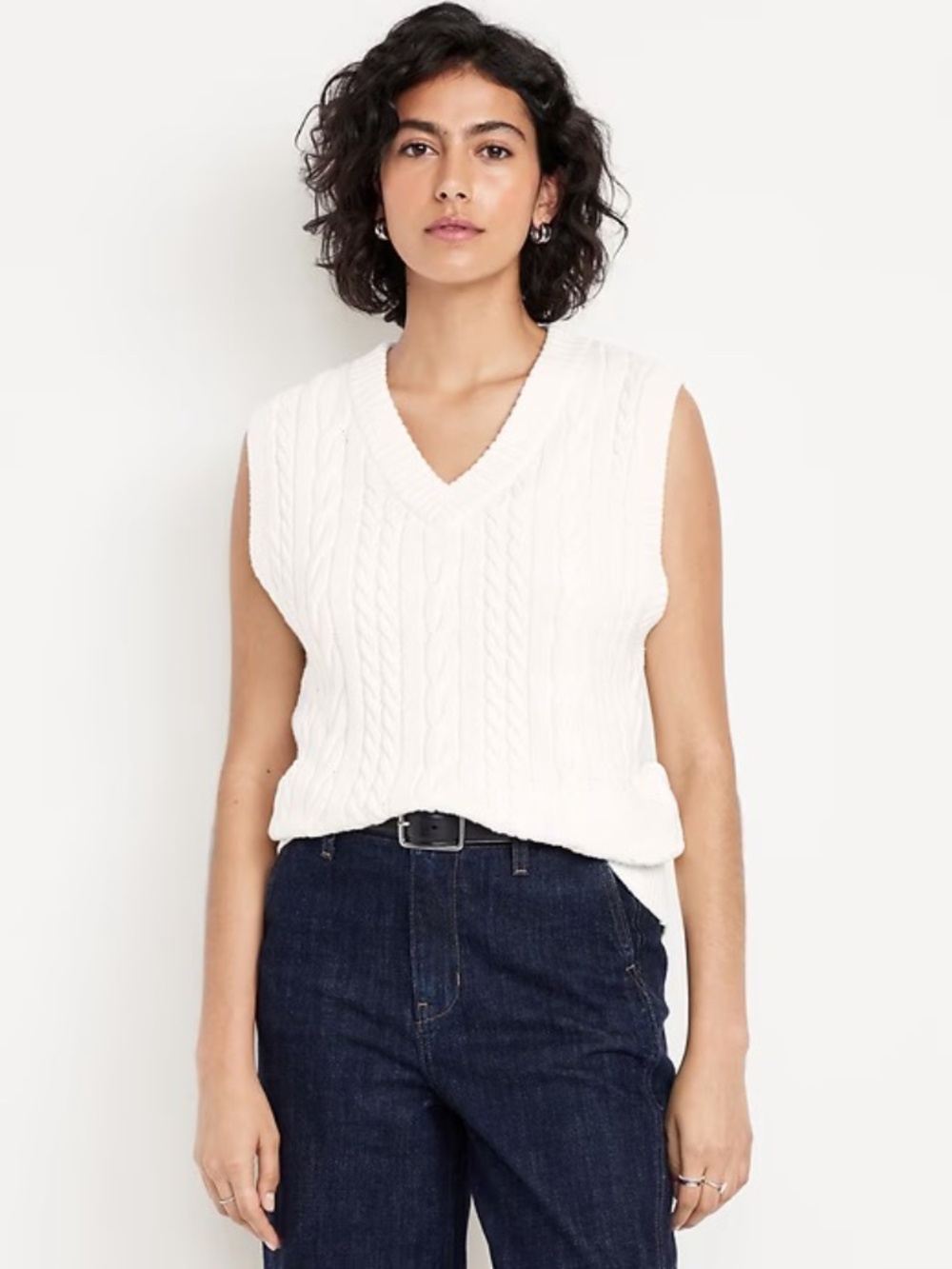 OLD NAVY Wool Blend V Neck Sweater Vest, size XL Cream